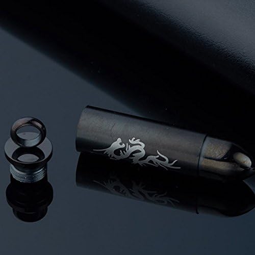Stainless Steel Dragon Bullet Cremation Keepsake Memorial Ash Urn Necklace - Free 22 Inch Chain (Black) - Image 4