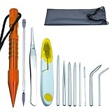 12-Piece Paracord FID Tool Kit,Stainless Steel Marlinspike & Lacing Needles for Ropes,Leather,Bracelet Making Orange