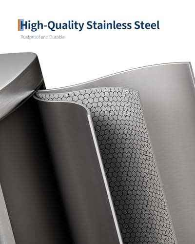 Image of Garvee 13 gal (50 L) and 2.6 gal (10 L) Stainless Steel Trash Can Combo Set, Rustproof Garbage Can with Lid for Kitchen and Bathroom, Step-on Trash Bin with Inner Bucket, Rear Handle, Silver