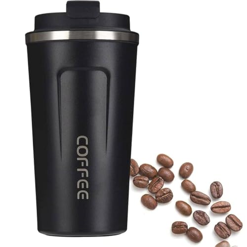 Copo Térmico de Café Inox 450ml Coffee Mugs Chá Sucos Bebidas Quentes e Frias com Tampa e Parede Dup