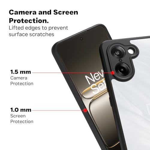 Image of RIGGEAR Shockproof Sleek Hybrid Armor Back Cover Case for OnePlus Nord CE5 / Nord CE 5 5G (Clear PC and Black TPU Bumper)