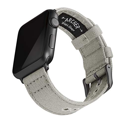 Canvas Uhrenarmband für Apple Watch (Aschgrau, Space Grau, 42/44mm)
