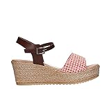  PORRONET - Sandalias cuña fantasía - Cuero para: Mujer Color: Moka-Fucsia Talla: 39