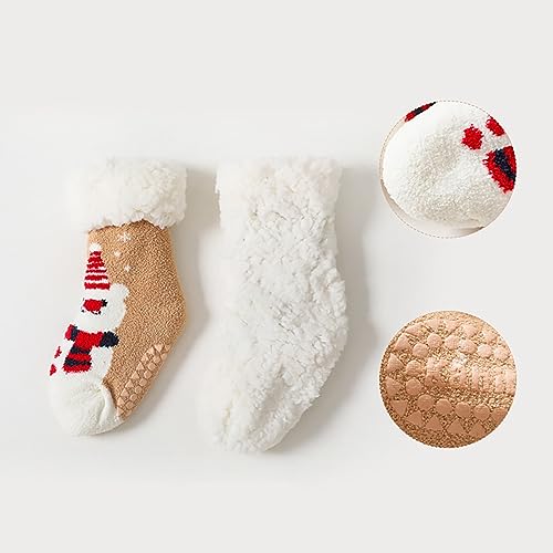Newborn Baby Girls Warm Fleece Socks Shoes Padded Lamb's Wool Coral Velvet Non Slip Home Floor Cotton Socks2