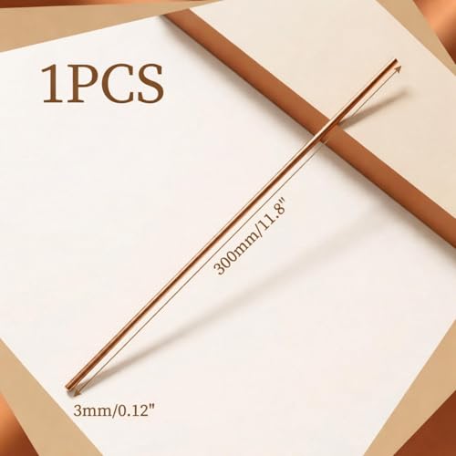 Image of Therwen 1 Pcs Pure Copper Round Rod 11.8 Inch Length Bare Metal Solid Copper Rod Lathe Bar Stock for Crafts (0.12 Inch / 3 mm in Diameter)