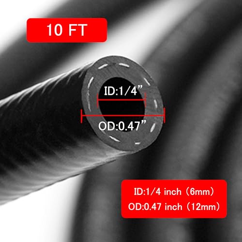 SEEBOO Fuel Line Hose 1/4 Inch ID Fuel Rubber NBR Tube Hose for Small Engines 10FT 220PSI