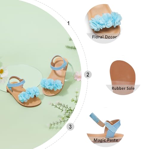 Image of Otter MOMO Girls Open Toe Princess Flat Sandals with Comfort Sole Summer Sandals