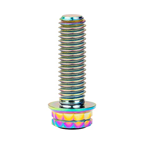 Image of Titanium Flange 12 Point Head M8 x15 20 25 30 35 40 45 50 55 60 65mm Screw Bolt Pack of 4 (M8x25mm, Rainbow)