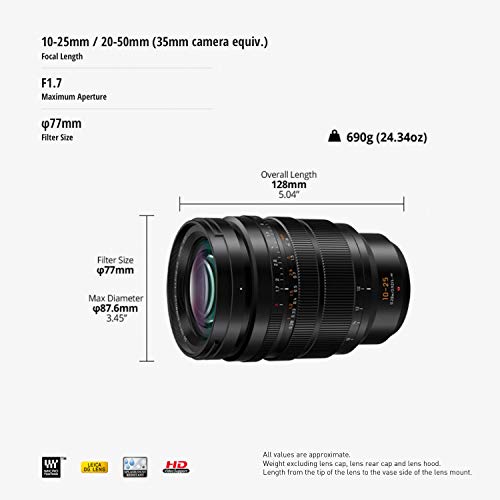 Panasonic Lumix G Leica DG Vario-Summilux 10-25mm, F1.7 ASPH. Lens, Stepless Aperture, Video Performance, Mirrorless Micro Four Thirds Mount, H-X1025 - image 3