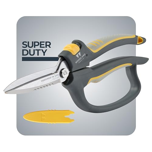 Woodland Tools Utility Snips – Super Duty Garden Snips with Serrated Trimming Scissors, Knife Edge, Wire and Twine Cutter, Stainless Steel Construction, Sheath Included – Plant Scissors for Yard Work