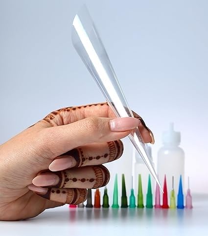 Image of Empty Henna Cones Bulk || Ready to use (Pre-Rolled) Machine Made transprent cone cover || 112 pcs