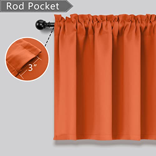 Mrs.naturall Orange Curtains Valances For Kitchen 2 Pack Rod Pocket Window Valance For Living Room 16 Inch Length #TOP1