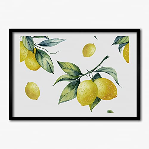 Cadre en bois décoratif Tulup 70x50 cm avec peinture moderne de citrons premium
