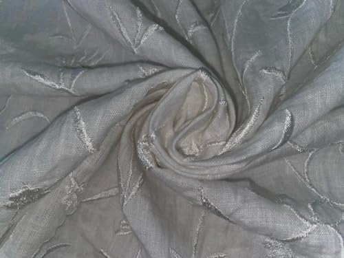 Lin avec auto-broderie blanc laize 142cm couture vêtement - 2