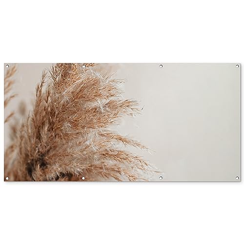 MuchoWow Poster exterieur Herbe - Plantes - Nature - Herbe de la pampa Decoration murale 160x80 cm Résistant aux intempéries/soleil