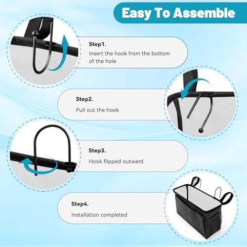 BlissTotes Bedside Caddy, Bedside Storage Organizer for Bunk Bed Accessories, Dorm Storage for Bedside Shelf and Bunk Bed Shelf, Bed Caddy for Home, Dorm, Bunk (Dark Gray, 2 Pack) - Thumbnail 3