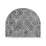  1 porte-serviettes en acrylique carré pour bar, cocktail, cuisine - Carreaux marocains blancs et argentés avec lignes géométriques blanches