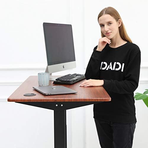 SDADI Electric Height Adjustable Standing Desk - 46 x 24 inch Standing Workstation Sit Stand Up Home Office Desk with 4 Led Display Controller,Black Frame/Acacia Top