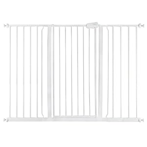 Safetots Cancello di Sicurezza Extra Alto in Metallo, Bianco, 104 cm di Altezza, 139,8-147,4 cm, Chiusura a Pressione - Ideale per Scale e Bambini
