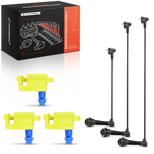 A-Premium 3 Yellow Ignition Coils with 3 Spark plug Wires Compatible with Lexus GS300, IS300, SC300 & Toyota Supra, 1998-2005 L6 3.0L by A-premium - Used condition - CA$42.74