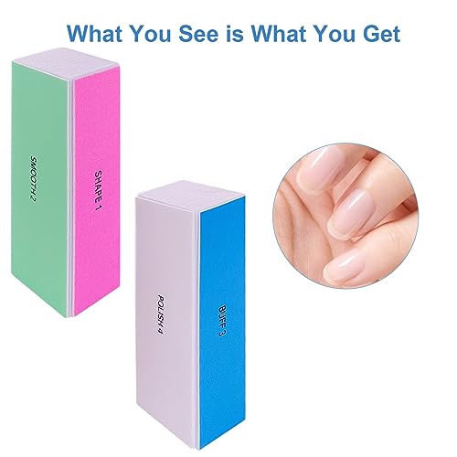 GigaGround 4 Way Nail Buffer Block (6 pcs), Nail Shine Buffers Blocks Files for Natural and Acrylic Nails Smoother Buffing Block Polisher Fingernail File Buffer 120/240/600/3000 Grit for Buffing Shinning