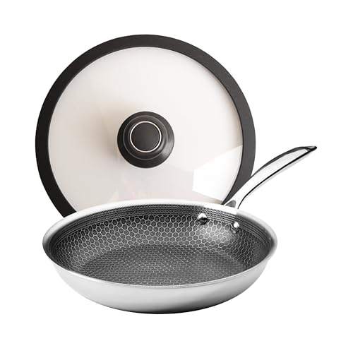 Image of Black Cube Quick Release Fry Pan-Hybrid Cookware with Tempered Glass Lid, 8-Inch