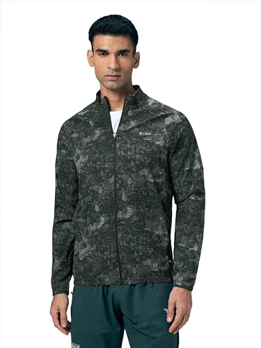 Image of TECHNOSPORT Men's Slim Fit All Over Print High Neck Jacket With TS-Flexi for Gym, Training, Winterwear