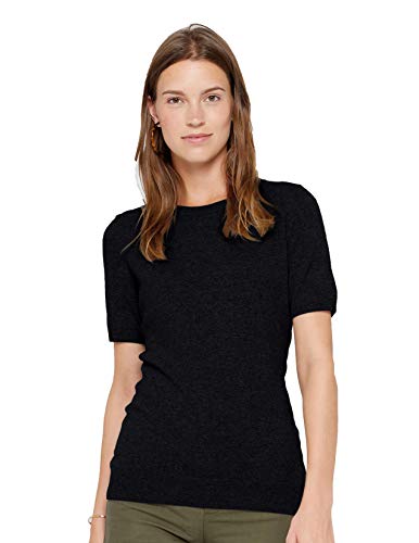State Cashmere Short Sleeve Crewneck Sweater - Pullover Tee For Women Made With 100% Pure Cashmere Sourced From Inner Mongolia Goats - Soft, Lightweight & Versatile - (Black, Medium) #TOP22