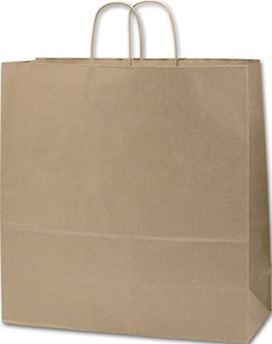 EGPChecks Recycled Kraft Paper Shoppers, 18" x 7" x 18.75", 250 Bags