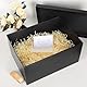 Geschenkbox Set, Schwarz Geschenkboxen mit Deckel 38 x 28 x 19 cm Groß Geschenkbox mit Schleife Geschreddertes Seidenpapier Grußkarten für Weihnachten Geburtstag Hochzeitstag