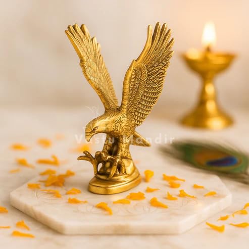 Image of Vastu Remedy Brass Eagle Idol for Skill, Leadership & Focus | Pure Brass Sculpture for Home & Office Decor