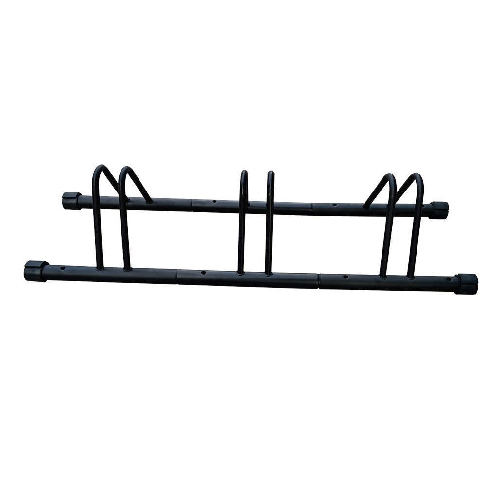 Thrink Black Freestanding 3-Bike Rack For Garage & Outdoor Use | Steel Loop Floor Stand For Mountain & Road Bicycles | Compact Space-Saving Organizer With Rubber Feet | Weather-Resistant Metal Storage