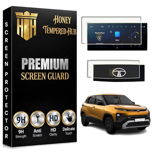 Image of ( 2 PACK ) SCREEN GUARD FOR TATA PUNCH 2026 Facelift / 10.25 INCH INFOTAINMENT TOUCHSCREEN + STEERING CLUSTER PROTECTOR / ACCOMPLISHED | ACCOMPLISHED+S / Anti Scratch / HD Clarity / Car Display Music System Protector | TataPunch car Accessory 2026 [Not Tempered Glass]