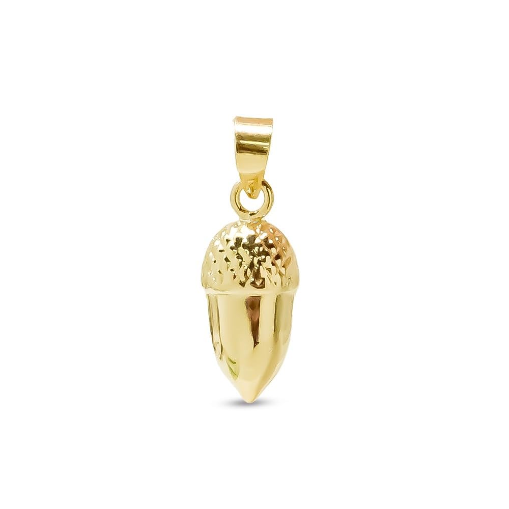Colgante Bellota Plata Ley 925m chapado oro 15mm. hueco lisa combinada detalles