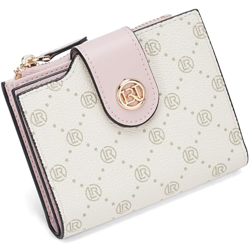 LAORENTOU Small Wallet for Women Soft Leather RFID Blocking Bifold Zipper Pocket Wallet Card Case Purse with ID Window