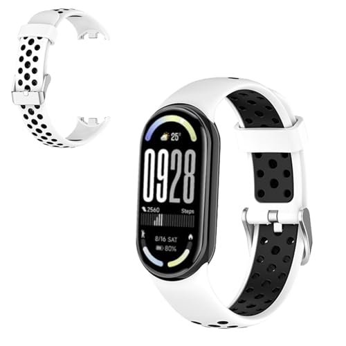 [SpinoArmor] Xiaomi Smart Band 10 �p �o���h ���v�o���h �h�����v�ւ��x���g �V���R���� �����x���g �ʋC �_�炩�� �h�� �y�� �ϏՌ� �h�� �j�����p �t���ւ��ȒP�i�u���b�N+�z���C�g�j