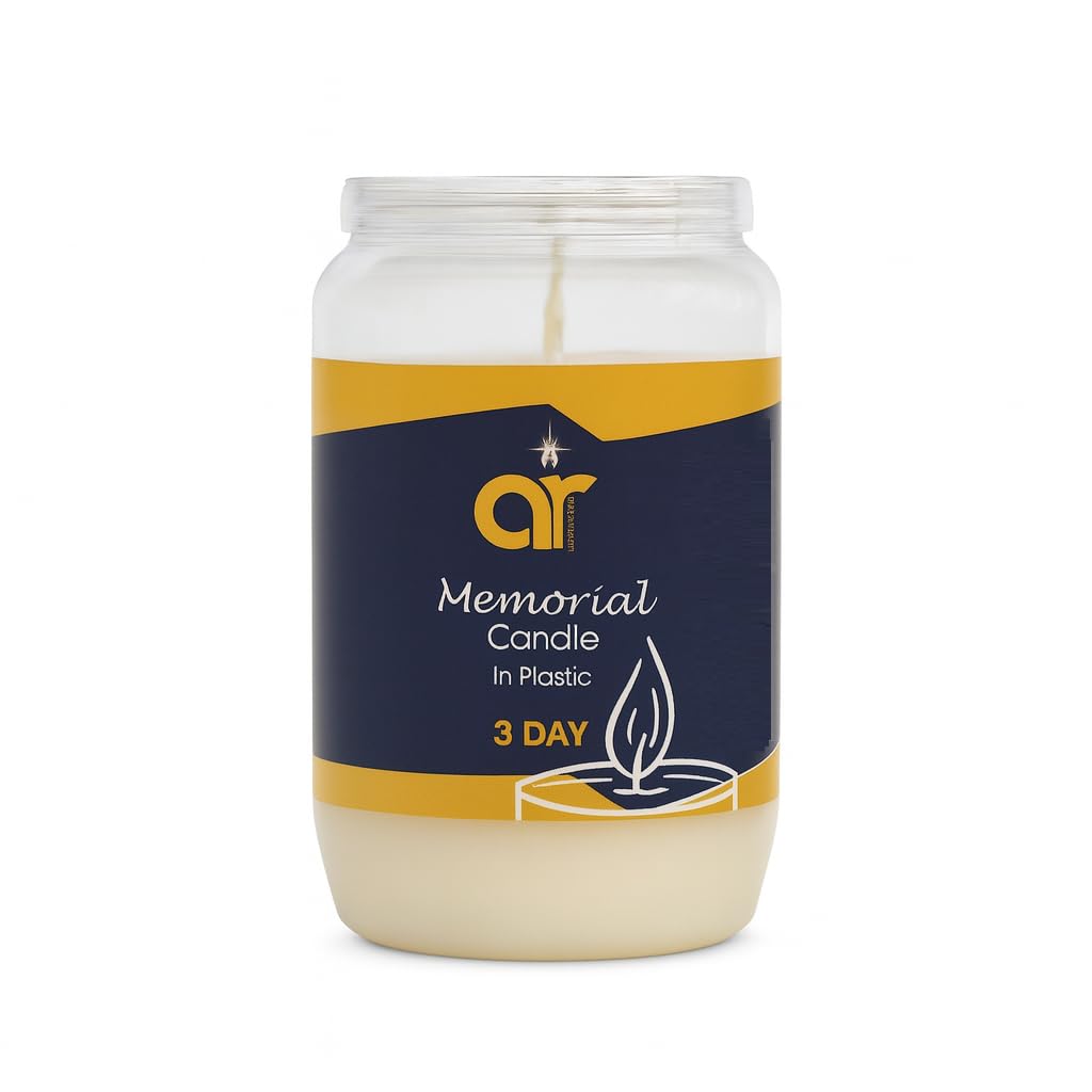 Ar Candles White - Memorial Candle In Plastic – 3 Day Long Burning For Indoor Use Only – Perfect For Yahrzeit, Vigil, Remembrance, Prayer, Ceremony, Anniversary Or Religious Observance