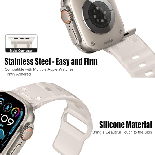 Image of Compatible with Apple Watch Strap Ultra2 /Ultra 49mm Series 10 /9 /8 /7 /6 /5 /4 /SE Soft Silicone Sport Strap Rugged iwatch Band 45mm 44mm 46mm with Stainless Steel Adapter for Men Women