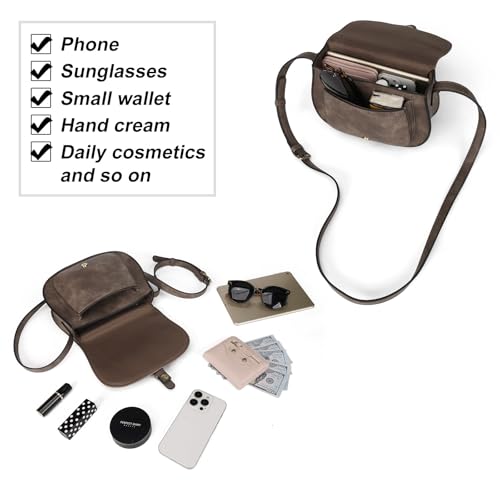 Image of AFKOMST Crossbody Bags for Women,Small Saddle Purse and Boho Cross Body Handbags,Vegan Leather