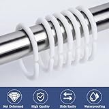 Plastic Shower Curtain Rings - 24 Pack No Rust Bathroom Hooks with Silent Glide C-Shape Design, Rust Resistant Shower curtain hooks for Bathroom, Window Rod Quick Snap Installation (White) - Image 3