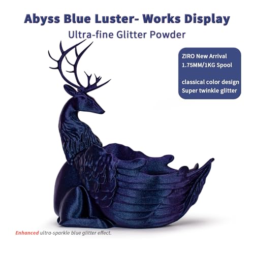 Image of ZIRO 3D Printer Filament, 1.75mm Shiny Super Sparkle PLA with Glitter, Chameleon Series Filament, Twinkling Effect PLA 1kg Spool, Fit Most FDM 3D Printers Pens, Abyss Blue Luster