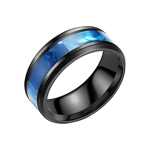 Generisch - Generisch Ringe Teenager Jungs Bunte -Stahl-Ring für Modeverlobungen Paar Schwarze Ringe Herren (Blue #1, 6)