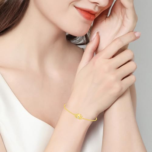 14k Solid Gold Lotus/Sunflower/Clover Bracelet 14k Yellow Gold Flower Jewelry Birthday Christmas Gifts2