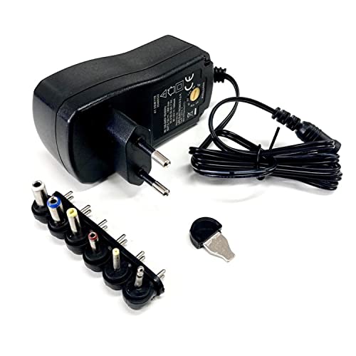 N NEWTOP Alimentatore Caricatore 18W Universale con 6 Spinotti Adattatori AC DC Notebook Laptop 3/4,5/5 / 6/7,5/9 / 12V Regolabile Compatibile per Acer, HP, Samsung, Dell, Toshiba, Lenovo