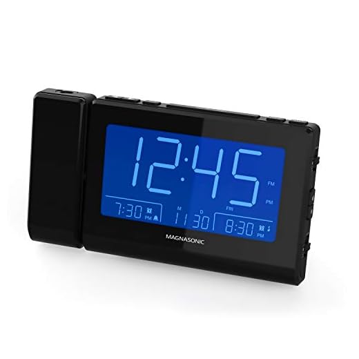 Magnasonic Bluetooth Speaker Alarm Clock Radio with Dual USB Charging for Smartphones & Tablets, Time Projection, Auto Dimming, Dual Alarm, Battery Backup, and Custom Alarm Recording (CR65)