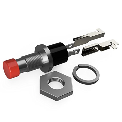 Interactivia - Solder-Free Miniature Momentary Push Button Switches Spst … (10 Pack - Red Normally Open Off-(On)) #TOP7