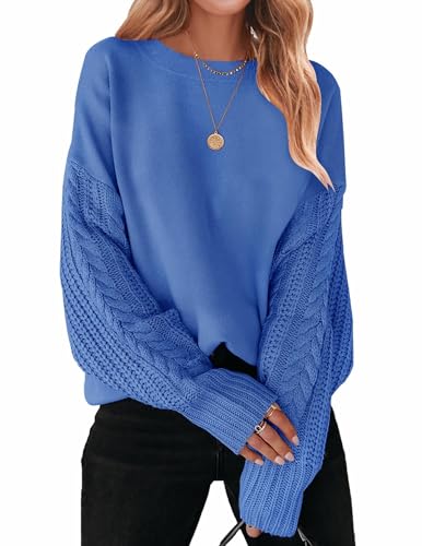 ZESICA Women's 2025 Fall Long Sleeve Crew Neck...