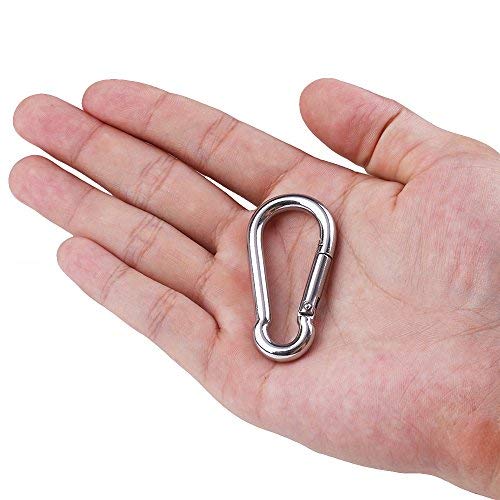 Gther Stainless Steel Carabiner, Spring Snap Hook Clip Keychain,M5 M6 M8 Hooks Medium Large Small For Gym Garage Keychain Dog Leash Backpacks Etc #TOP4