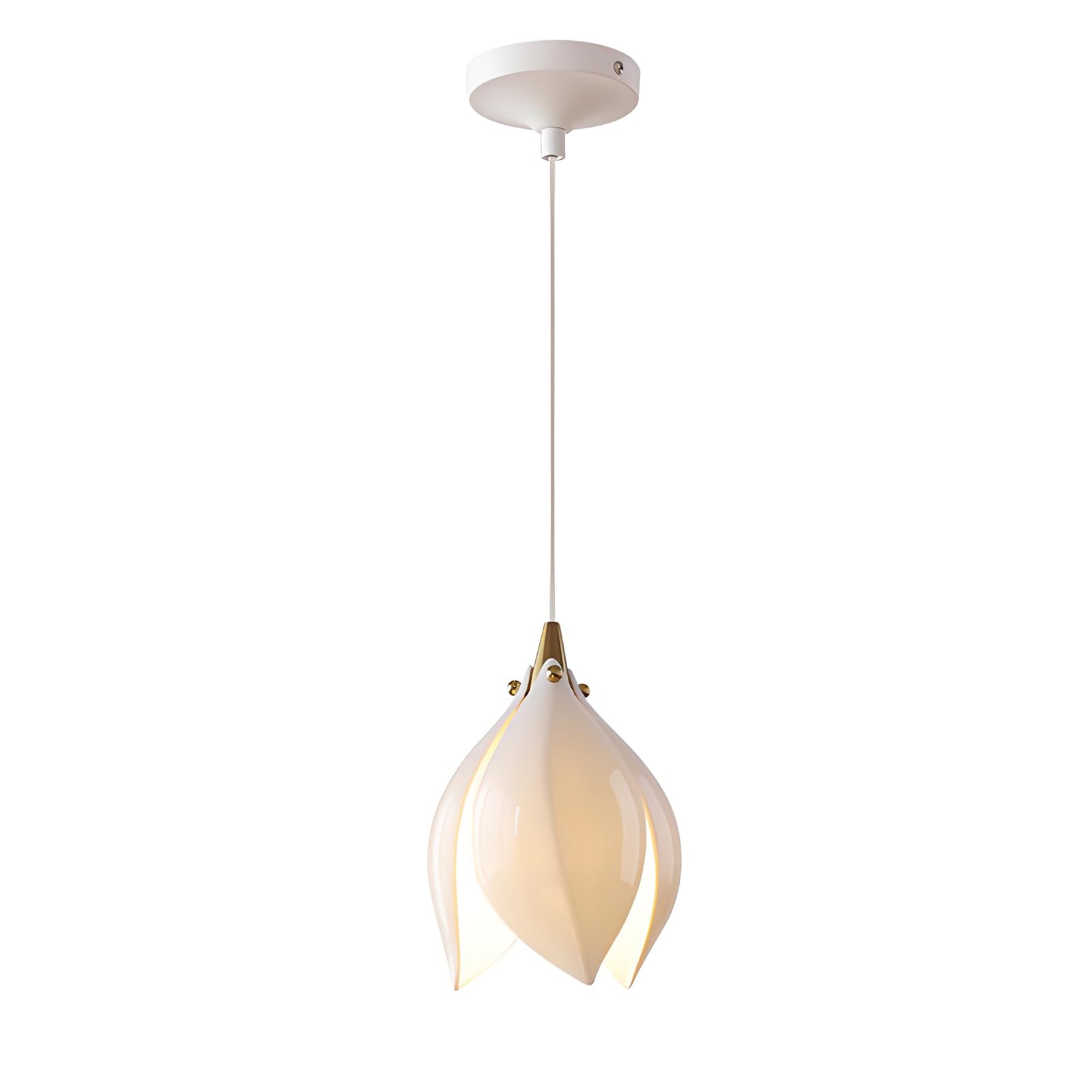 YNVIOZM 5.7" Milk Ceramic Pendant Light Modern Pendant Lighting Contemporary Small Hanging Lamp White Petals Hanging Ceiling Lighting Fixture for Farmhouse Kitchen Island Bedroom Dining Room
