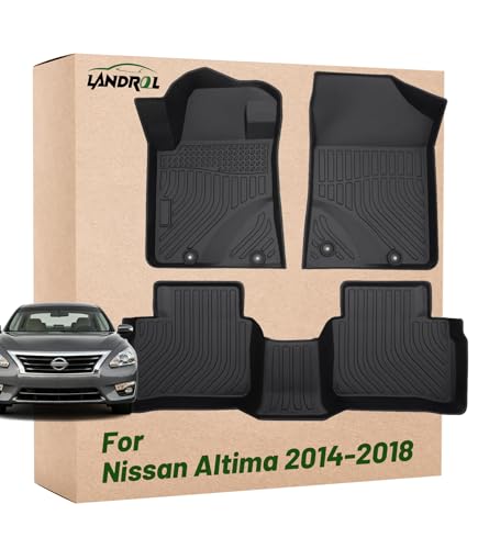 Landrol Car Floor Mats Replacement for Nissan Altima 2014-2018 Durable Odorless Front Rear Heavy Duty TPE Carpet All Weather Liners Full Set Non-Slip Waterproof Accessories for Dad